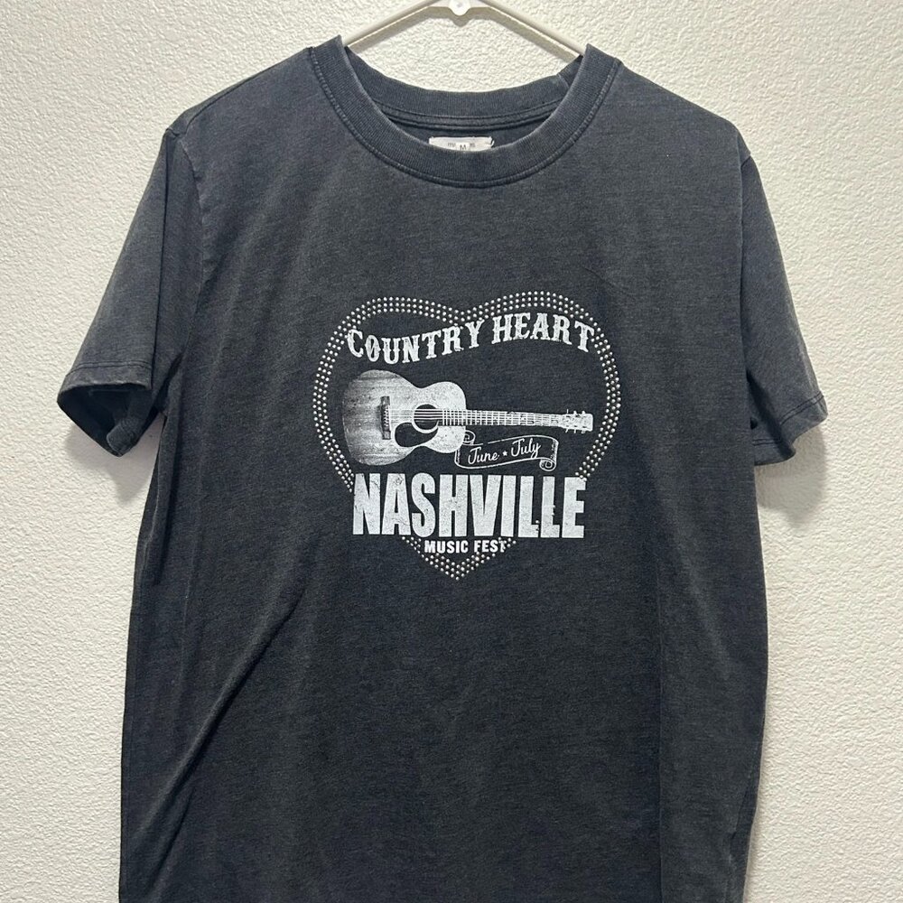Maurice's "country heart" Nashville music studded gray t-shirt, woman's medium